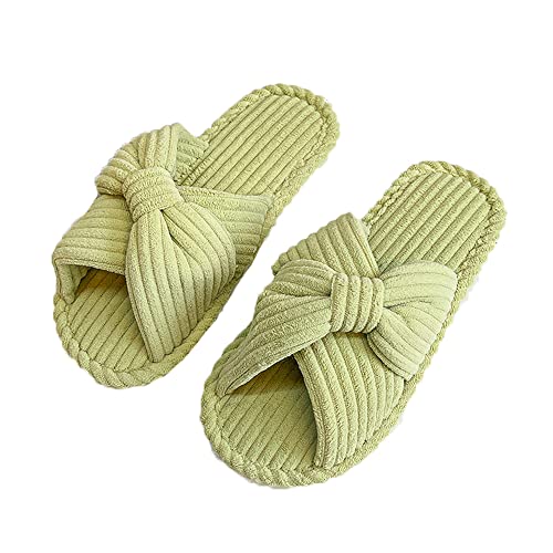 Women Fashion Bowknot Slip-on Home Slippers Soft Fleece Lightweight Indoor Outdoor Shoes - Main Image