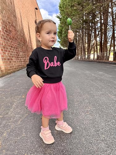 Image of Arshiner Toddler Girl Clothes Long Sleeve Pullover Sweatshirt and Tutu Skirt 2 Piece Outfits Kids Clothing Set Party Dress