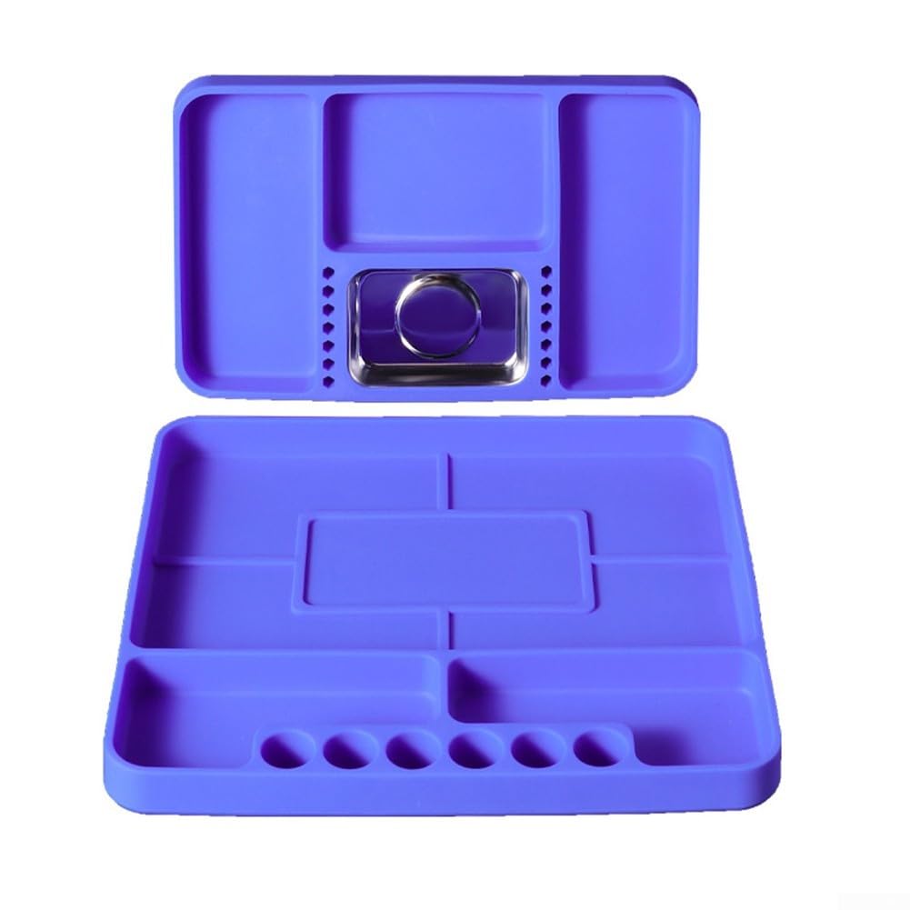Vassoio porta attrezzi in silicone con tappetino magnetico blu