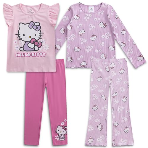 Image of Hello Kitty Girls Long Sleeve Shirt T-shirt and Pants 4 Piece Set Big Kids