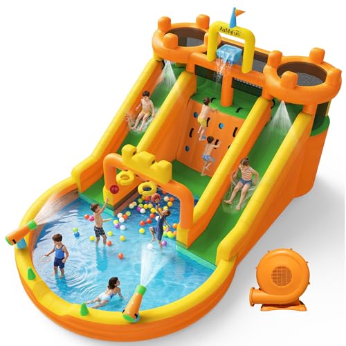 AirMyFun Inflatable Water Slide, 10 in 1 Multifunctional Water Park for Kids Backyard with Double...