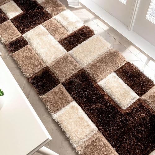 Image of Solid Shaggy Rugs and Carpet for Bedroom Living Room 2x6 Feet M-14