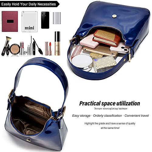 Image of ZiMing Glossy Patent Leather Handbags Purse for Women Vintage Hobo Bag Shoulder Bag Ladies Small Tote Bag for Party Wedding