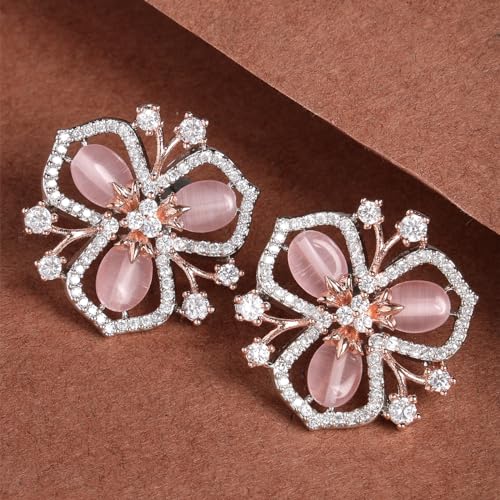 Image of Karatcart Women Green American Diamond Stud Earrings