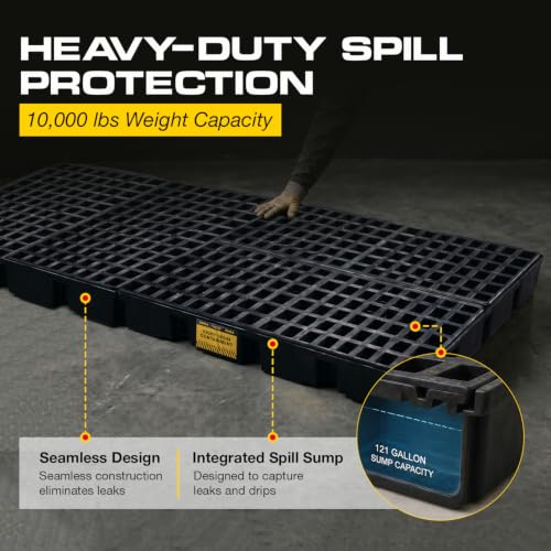 Image of Eagle 8 Drum Spill Containment Pallet with Forklift Pockets, Black