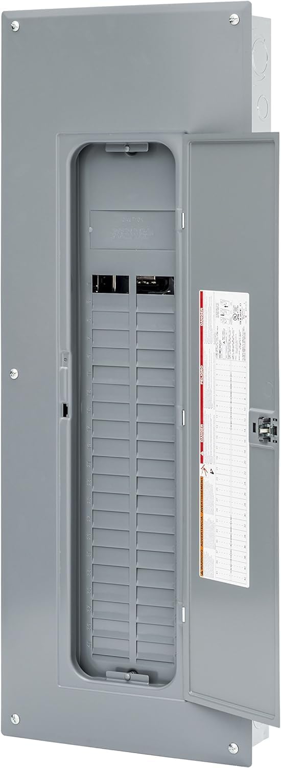 Square D - HOM4080L225PGC Homeline 225-Amp 40-Space 80-Circuit Indoor Main Lugs Load Center with Cover and Ground Bar, Plug-on Neutral Ready