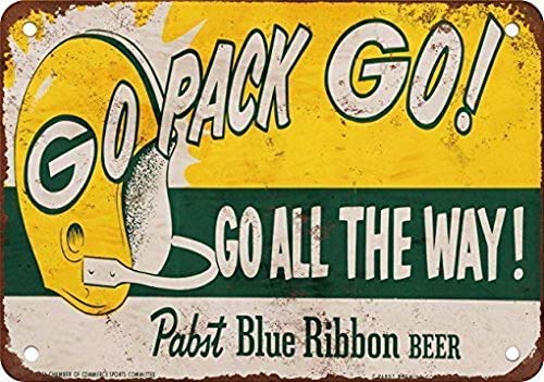 Cartello In Metallo Vintage Packers And Pabst Blue Ribbon Beer – Riproduzione Da Pub, Dimensioni 20x30 Cm, Fori Preforati - 5