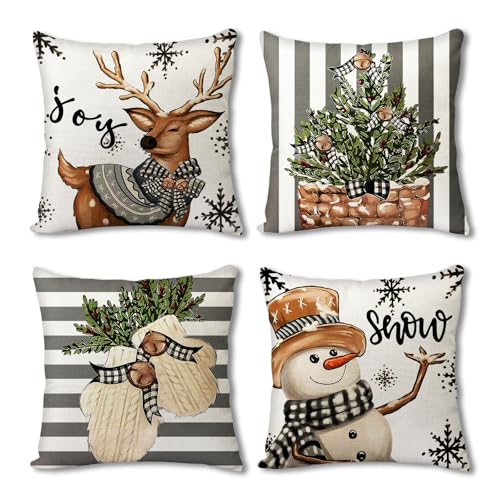 KunpengZen Christmas Cushion Covers 45 X 45cm Set of 4