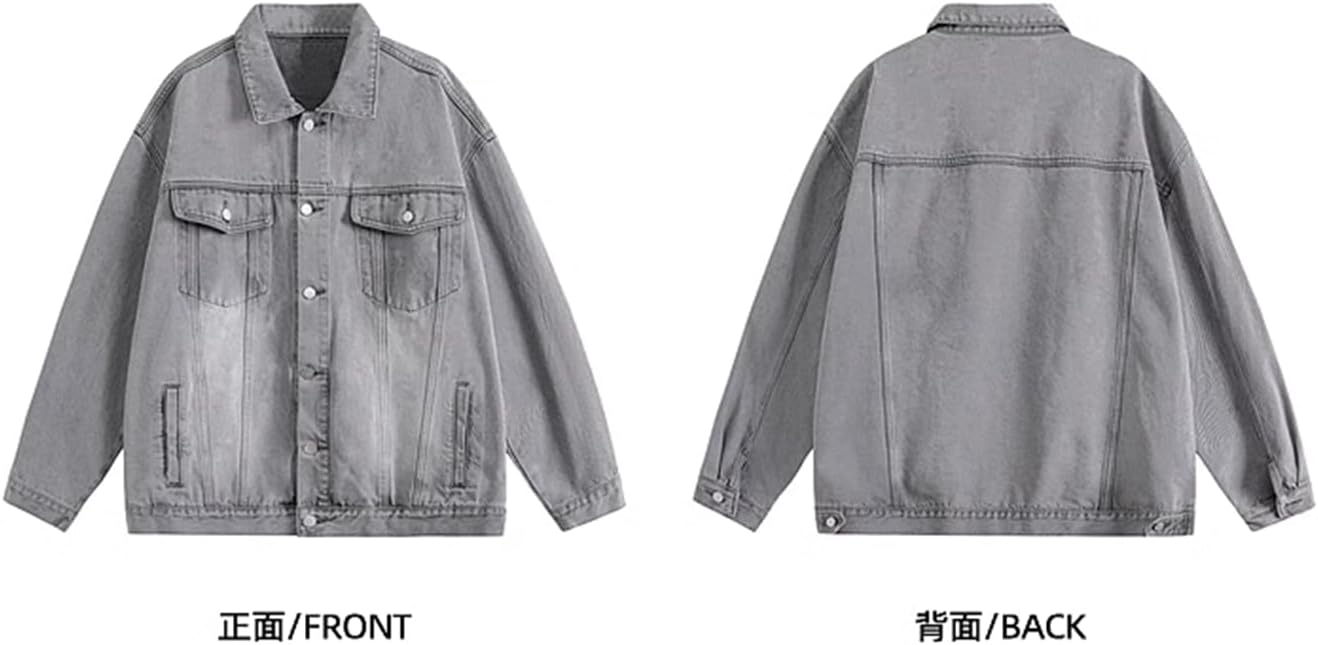 Men's Denim Jacket Male's Loose Lapel Spring Coat