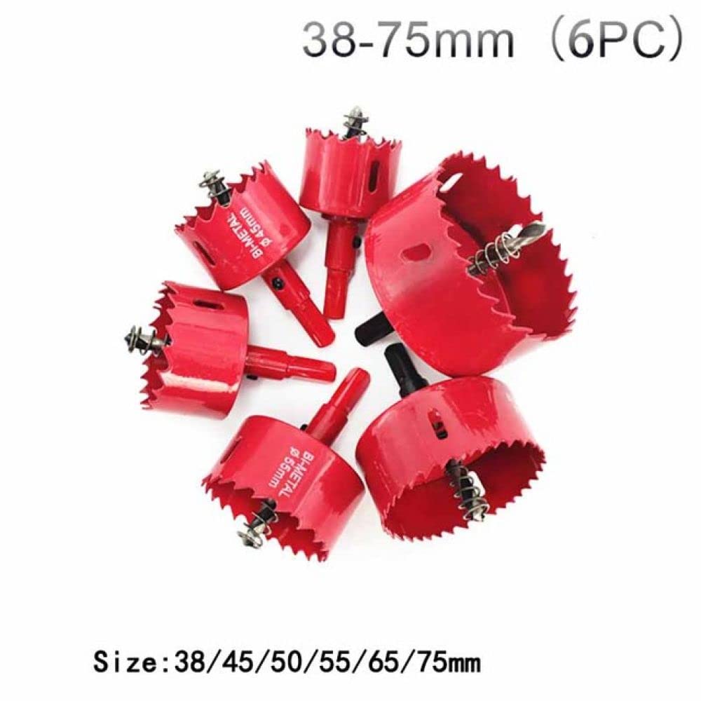 16-75mm M42 Bi-Metal Wood HSS Hole Saws Bit Set para carpintería Madera Plásticos Cortador Acero Hierro Broca Herramienta Accesorios, 6pcs