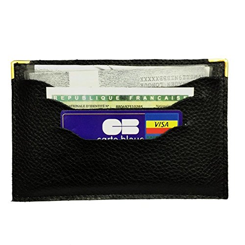 LOLUNA® Porte Carte Grise Plat Double Face Cuir pour Document Voiture, permis, Assurance et Carte crédit Existe en Plusieurs Couleur (Noir) Cover