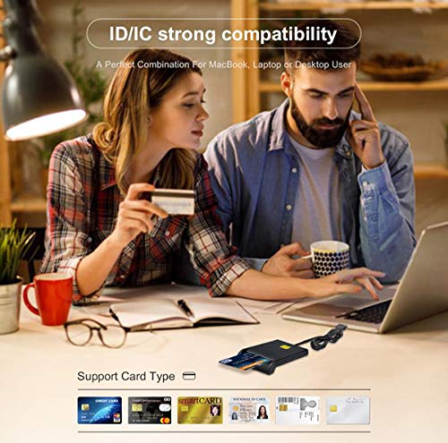 USB Smart Card Reader DOD Military Access CAC Card Reader ID Card/CAC/SD/Micro SD(TF)/SIM/IC Bank Card Reader,Compatible with Windows XP/Vista/7/8/10, Mac OS 10.6-10.10 and Linux. (Small)