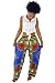 Womens Dashiki Drawstring Waist Trousers Bohemian Wide leg Lounge Pants Blue XL