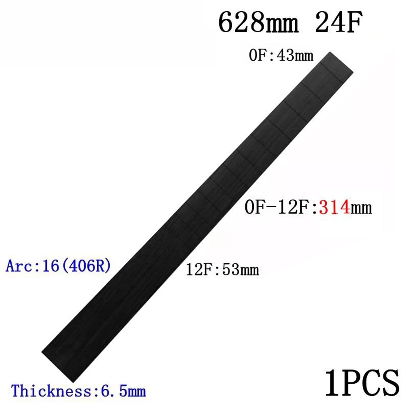 Akcesorium Do Podstrunnicy Gitarowej Hebanowej Z 24 Progami (648 Mm / 628 Mm) Tuner Gitary(628mm)
