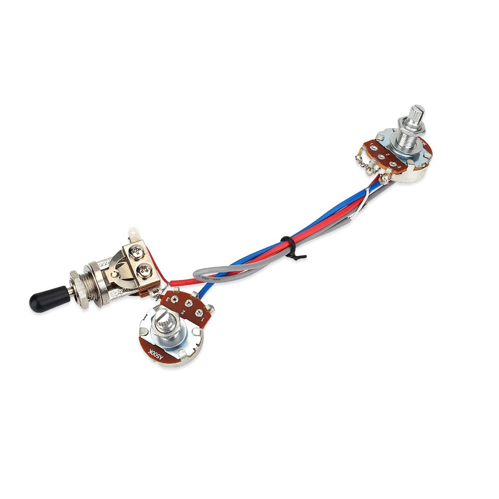 VGEBY Electric Guitar Wiring Harness Kit 1 Volume 1 Tone 3 Way Toggle Switch 500K for Electric Guitar (Double Electronic Circuit)