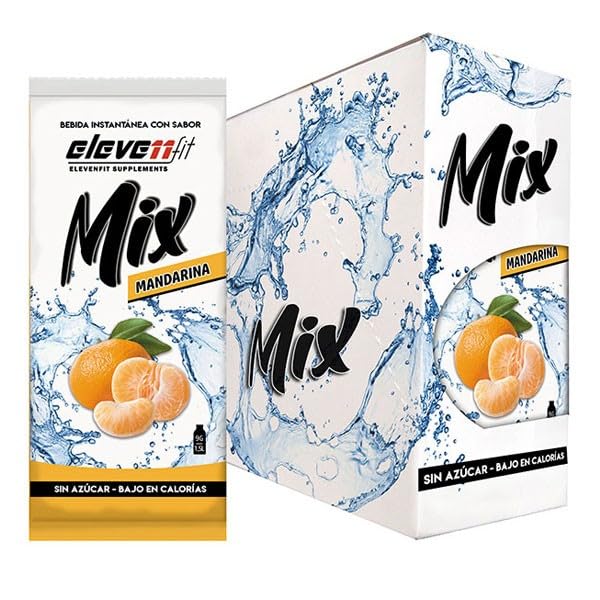 Eleven Fit Mix Instantáneo Sabor Mandarina | Prepara 1.5L de Bebida Saludable, Sin Azúcar y Baja en Calorías | Ideal para Mezclar con Agua y Mejorar tu Dieta | Caja de 24 Sobres