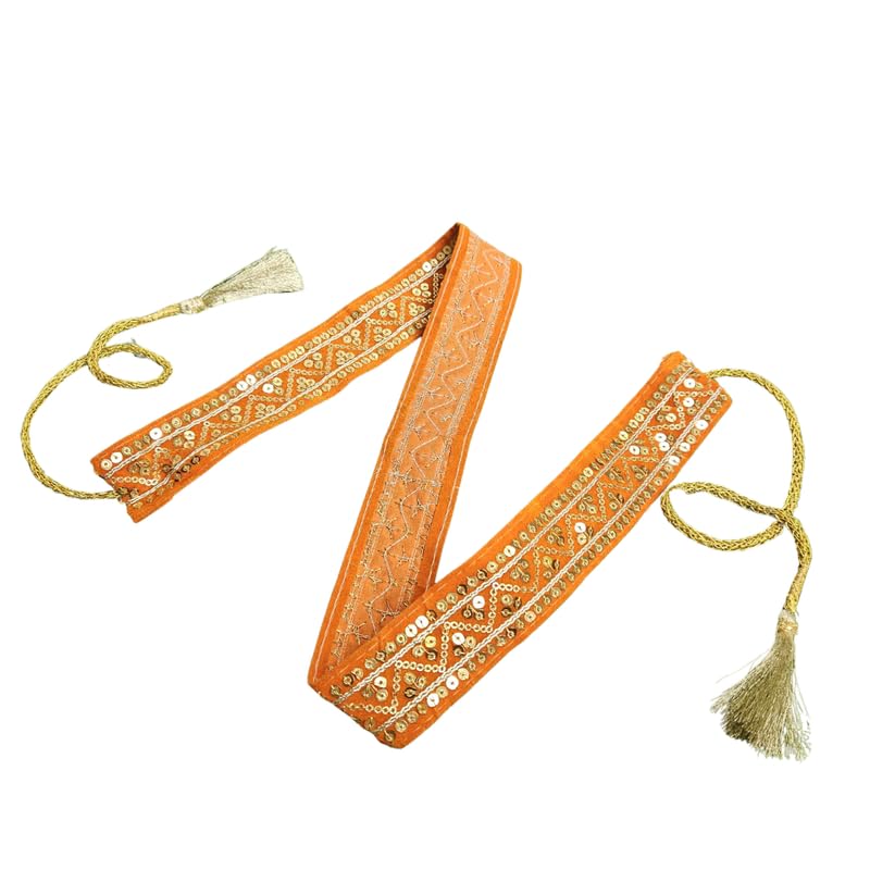 Yellow Waist Belt for Haldi Outfits for Women | Saree Belt | Adjustable | Handmade Waist and Hip Belt-image-7