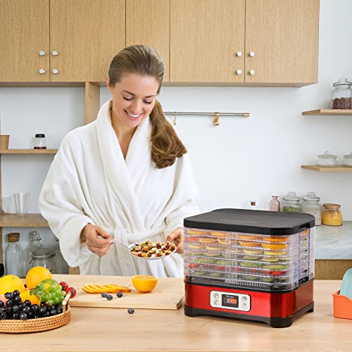 Homdox Food Dehydrator Machine, Dehydrators For Food And Jerky With Fruit Roll Sheet + 8 Trays + 400W Digital Timer And Temperature Control (95ºf-158ºf), Bpa Free Red(2023 Newest) #TOP6
