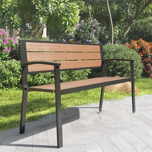 Banc de jardin en bois massif blanc structure robuste de parc - 6