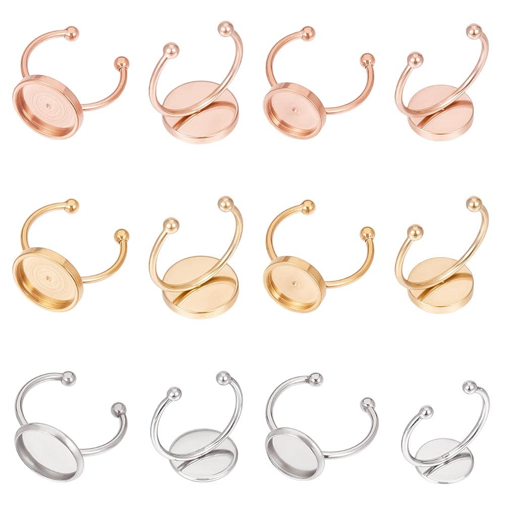 Anillos de bricolaje de acero inoxidable con base pulida UNICRAFTALE