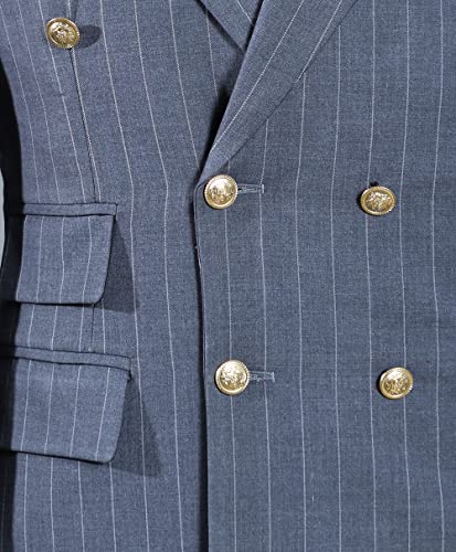 Men Suits Slim Fit Double Breasted Wool Stripe Business Working Jacket Blazer+Pants Wedding Tuxedos3