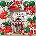 Christmas Balloon Garland Arch kit with Christmas Red White Green Balloons Gift Box Balloons Candy Cane Foil Mylar Balloon for Christmas Party Decorations