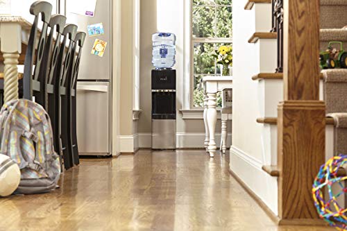 Primo Top-Loading Water Dispenser - 3 Temp (Hot-Cool-Cold) Water Cooler Water Dispenser For 5 Gallon Bottle W/Child-Resistant Safety Feature, Black And Stainless Steel, 3 Spout #TOP7