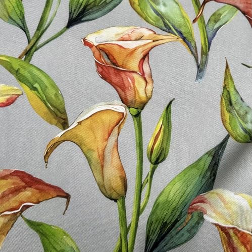 Tissu imprimé numérique lys Calla avec motif aquarelle florale haut de gamme 140 cm