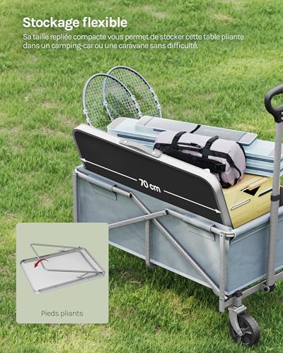 Table de camping pliante légère et stable avec plateau en MDF - 6