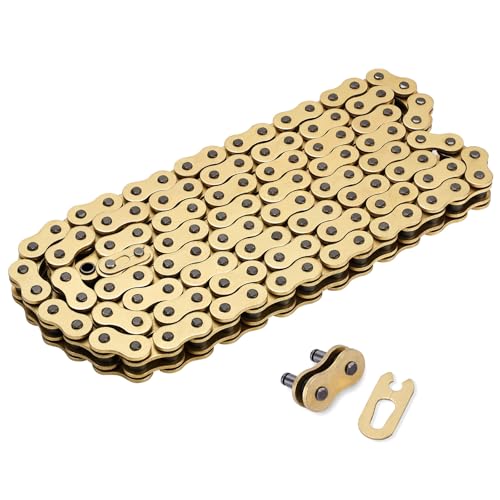 Image of Gold 520 X-Ring Motorcycle Chain 120 Links for Honda Kawasaki with Connecting Master Link - Enhanced Durability & Universal Fit