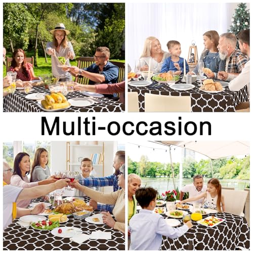Image of Smiry Rectangle Table Cloth, Flannel Backed Vinyl Tablecloth, 60 inchx102 inch | Waterproof Plastic Tablecloths, Wipeable Table Cover for Dining, Indoor and Outdoor (Coffee)