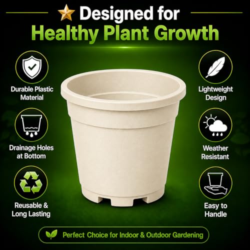 Image of Indian Gardens - 4 inch Indoor (Pack of 10) Plastic Small Colour pots | Plastic Plant Pot for Terrace Garden (Ivory)