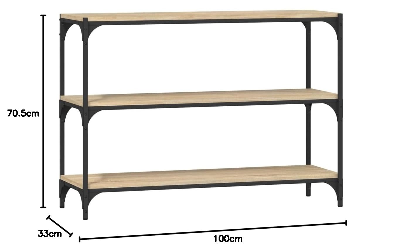 vidaXL Bücherregal, Bücherschrank mit viel Stauraum, Standregal für Wohnzimmer Büro, Lagerregal Regal, Industrie-Stil, Sonoma-Eiche Holzwerkstoff Stahl