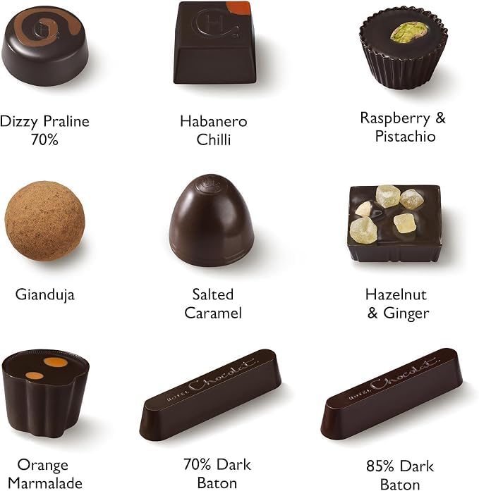 Image of Hotel Chocolat Chocolate Gift Box - Dark Chocolate Assortment, 58 Pieces, Gourmet Chocolate Gift