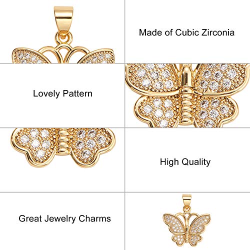 Danlingjewelry 10 Pcs Cubic Zirconia Brass Charms Butterfly Charms Rhinestone Charms For Jewelry Making Diy #TOP3