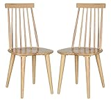 Safavieh American Homes Collection Burris Country Farmhouse Natural Spindle Side Chair, Wood (Set of 2)