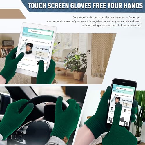 Image of FZ FANTASTIC ZONE Winter Beanie Hats Scarf Touchscreen Gloves for Men Women