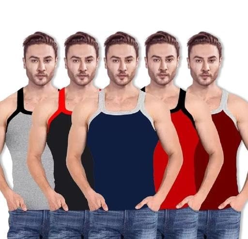 Men's Cotton Sleeveless Vest Pack of 5 | Premium Combed Cotton Gym | Soft Comfortable Sando-image-39