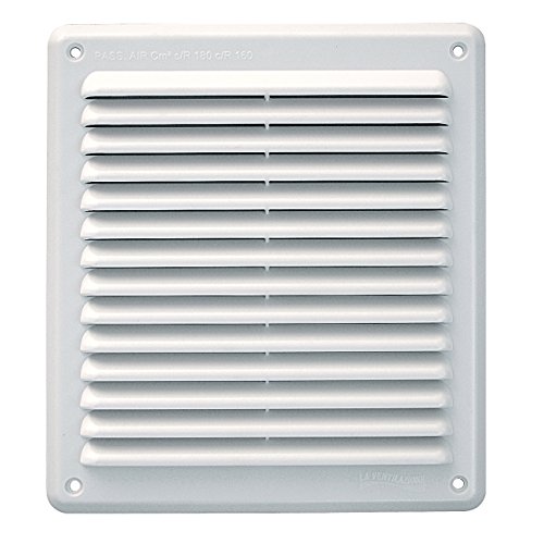 La Ventilazione AR2023B Griglia di Ventilazione in Plastica Rettangolare da Sovrapporre, Bianco, 204x230 mm, Passaggio aria 160 cm²