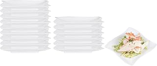 Restaurantware 3 x 3 Inch Dessert Plates 100 Small Cocktail Plates - Square Wavy Edges White Plastic Disposable Appetizer Plates Holds Sauces And Dips For Wedding Or Birthday Parties