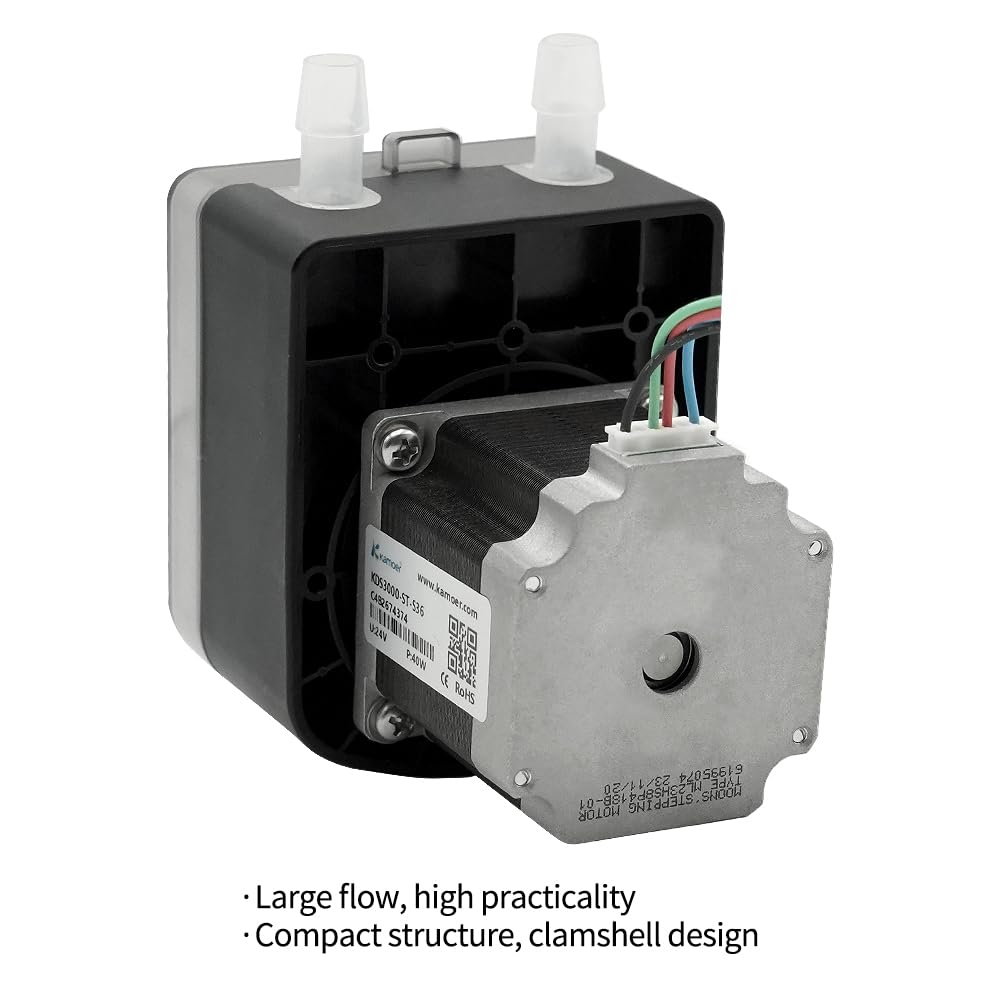 Kamoer KDS3000-ST Bomba peristáltica de alta velocidad de 24 V, bomba dosificadora duradera y de alta precisión con motor paso a paso y velocidad ajustable de 0 a 1800 ml/min para laboratorios y