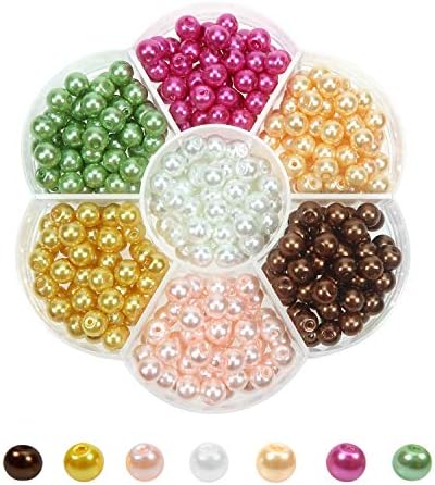 TOAOB 350pcs 6mm Multicolor Glass Pearl Beads Round Loose Spacer Beads Findings for DIY Crafts Necklaces Bracelets Jewelry Making