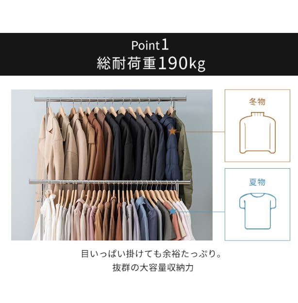 Amazon｜ハンガーラック スリム パイプハンガー 2段 業務用 ワード