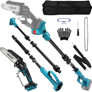 Akku Hochentaster für Makita 18V Batterie (Ohne Akku), 6 Zoll Profi-Astsäge Ast Kettensäge mit Verlängerungsstange, Arbeitshöhe bis 4, 5m(Stangenlänge 2, 5m), Ideal für Garten und Astschnitt