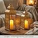 VELA LANTERNS Golden Temple Moroccan Lantern Lamp Decorative Candle Holders for Ramadan Decorations, Hanging, Outdoor Patio or Porch, Indoor Home Decor, Gold, Set of 2 (11