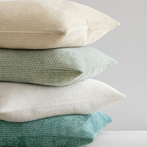Image of MIULEE Pack of 2 Couch Throw Pillow Covers 20x20 Inch Light Green Modern Boho Accent Decorative Pillow Covers Soft Chenille Farmhouse Cushion Covers for Home Decor Bed Sofa Living Room