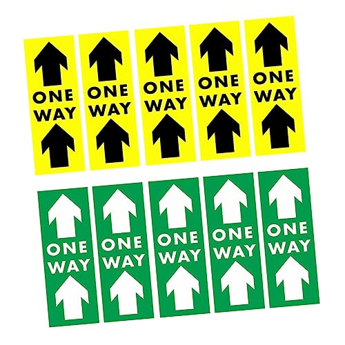 STOBAZA 10pcs Social Distance Floor Stickers Warning Decals with Directional Arrows Easy to Install Safety Signs for Supermarkets Stores and