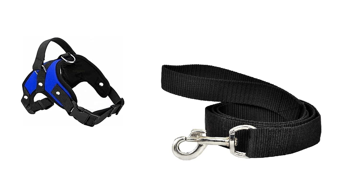 BohoBark Dogs Large Size with Padded Black Leash Comfortable & Breathable with Leash & Durable -Dog Harness for Large German Shepherd Vest Harness for Dog (Blue Colour) (B0BZHQW2BX) Amazon Price History, Amazon Price Tracker