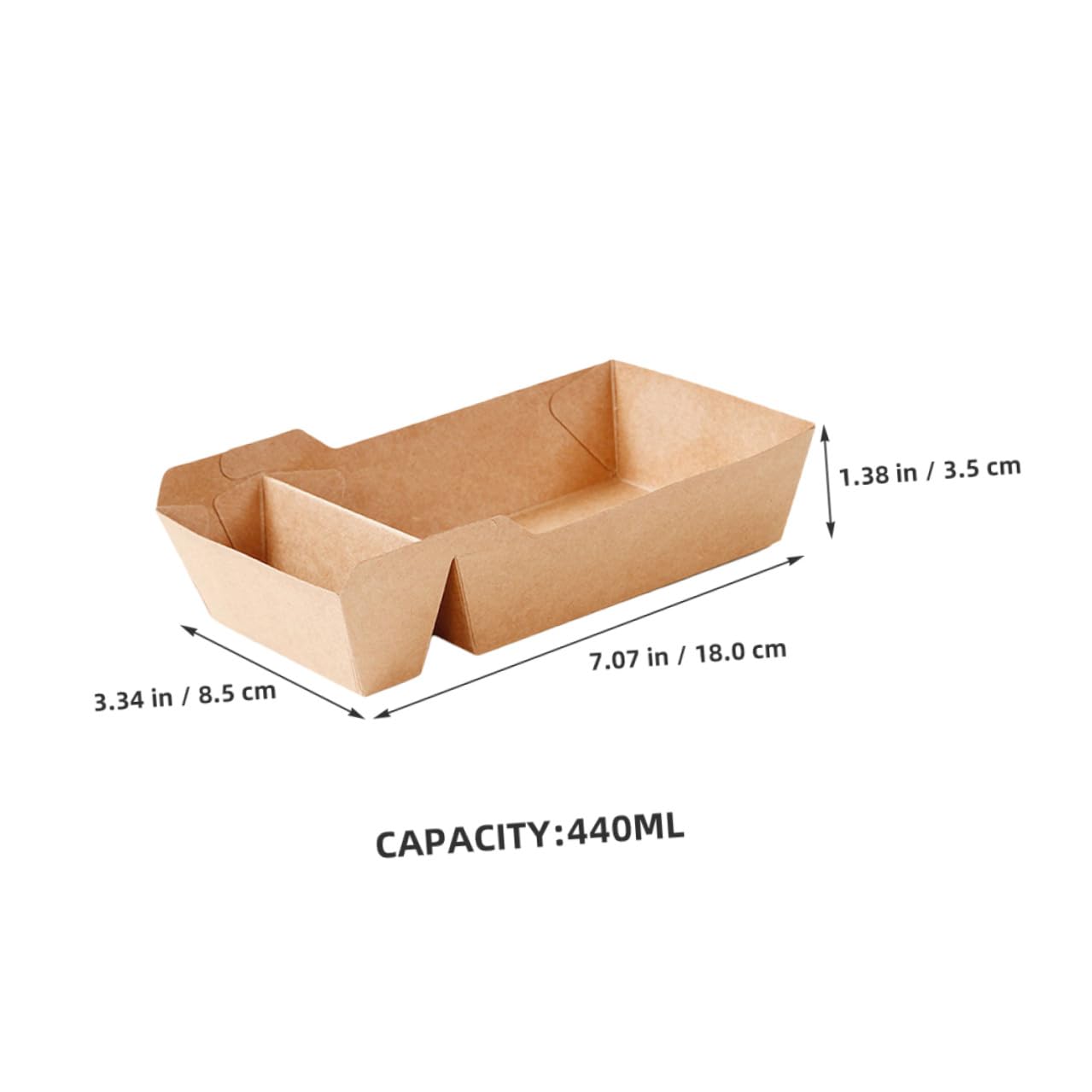 Vassoi Usa e Getta 50 Pezzi Doppio Scomparto in Carta Marrone Capacità 440ml Contenitori per Snack e Pollo per Attività di Ristorazione e Feste