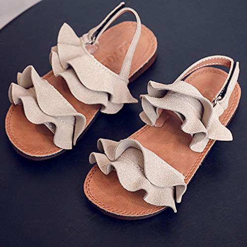 Kids Girls 𝗥uffle Sandals Open Toe Breathable Anti-Slip Summer Outdoor Beach Plat Shoes Slip On Slides Footwear4